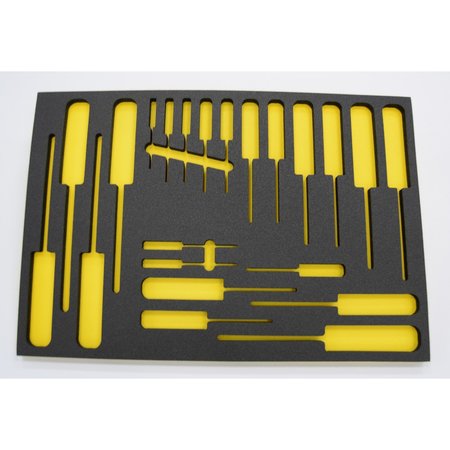 5S Supplies Tool Box Foam Insert 2 Color 24.50in x 28.75in Black Top / Yellow Bottom TSF-2428-BLKY
